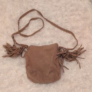 Suede Fringe Crossbody Bag in Brown